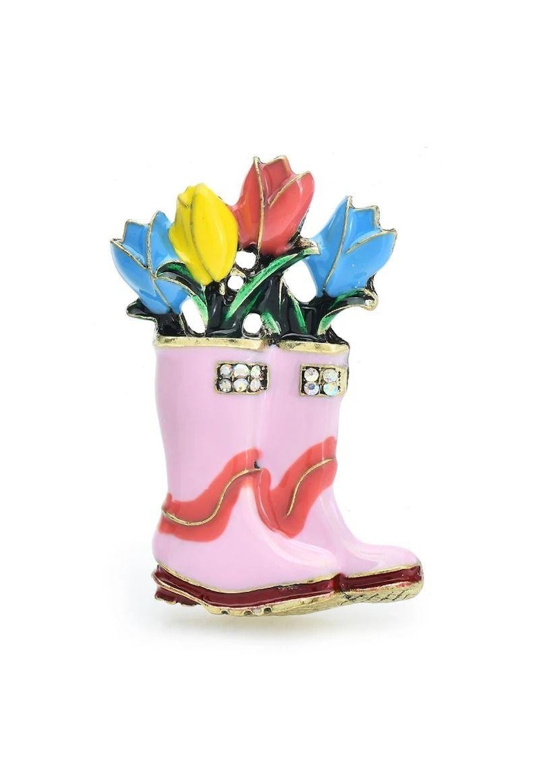 Brosa aurie - forma de cizmulite roz - cu lalele - Albana C3