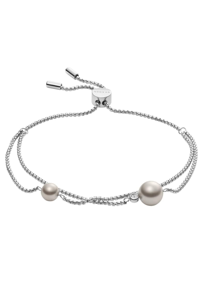 Bratara Agnethe Glass Pearl slider SKJ1607040 - Argintiu