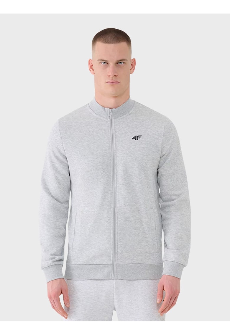 Hanorac sport barbati baseball - confortabil - gri deschis - bumbac -