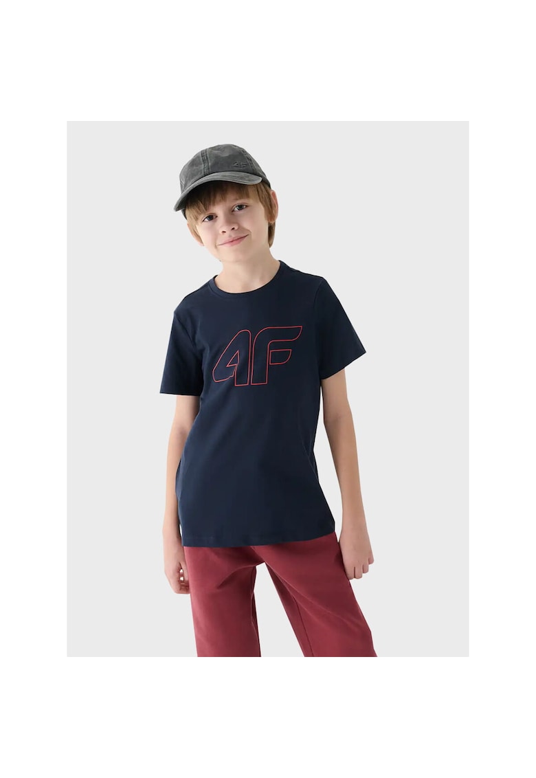 Tricou copii model TTSHM1627 - bumbac - albastru marin - croiala regulata - imprimeu modern