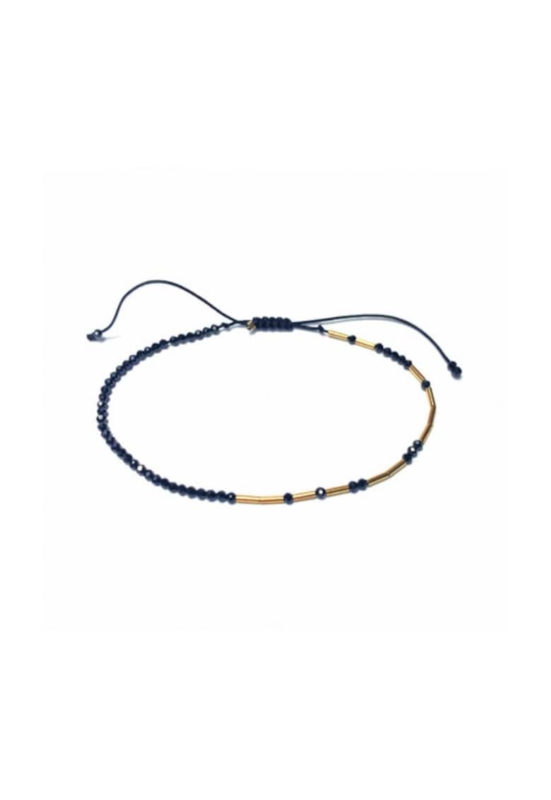 Bratara  Caviar Balck Fusion - reglabila - din aur filat de 14k/20 si spinel negru