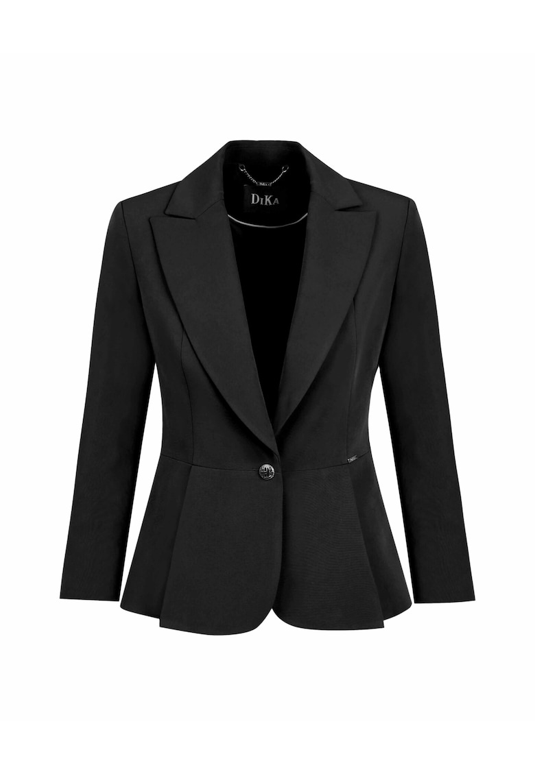 Blazer cu pliu inversat si revere ascutite - Negru