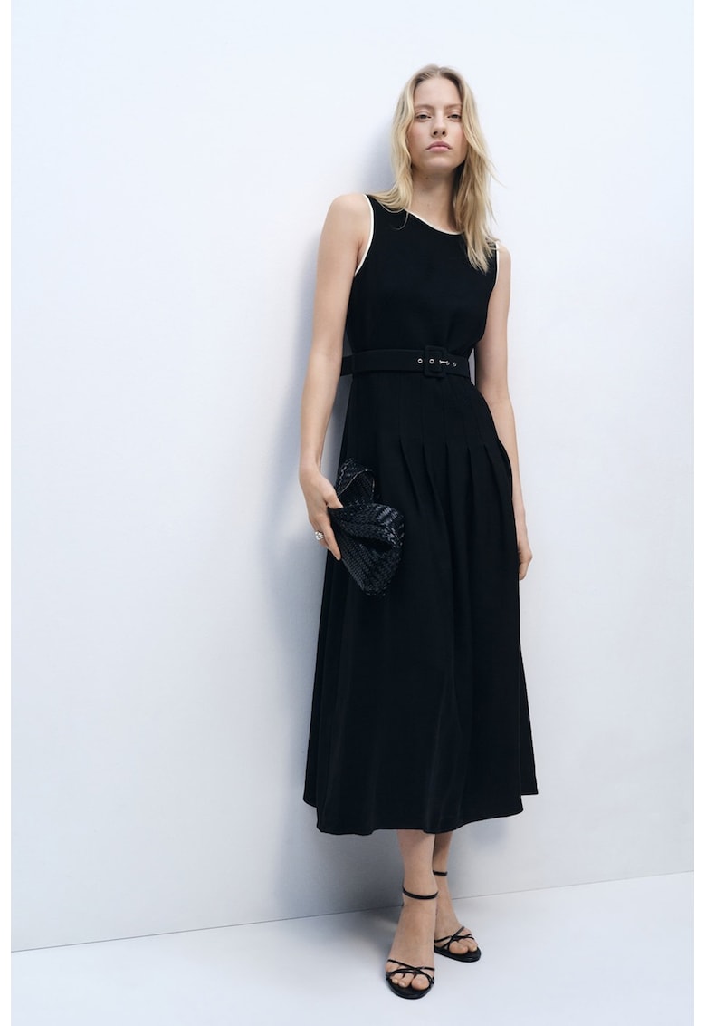 Rochie midi din amestec de lyocell - Negru