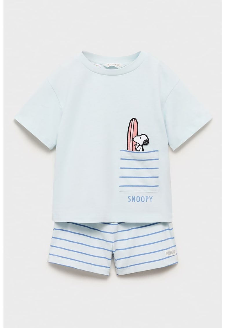 Pijama din bumbac cu maneci scurte