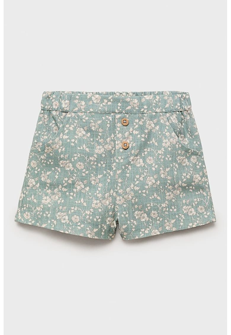 Pantaloni scurti din bumbac cu imprimeu - Crem/Verde persan