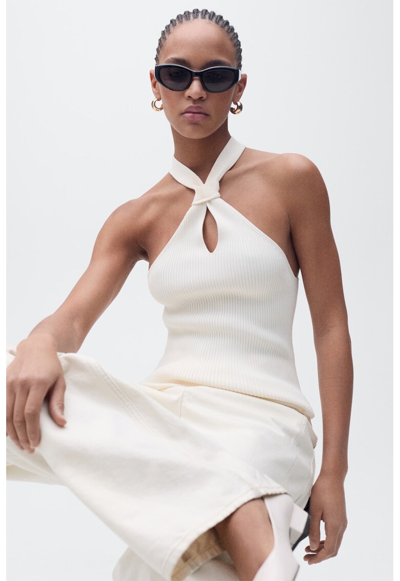 Top cu aspect striat - Alb