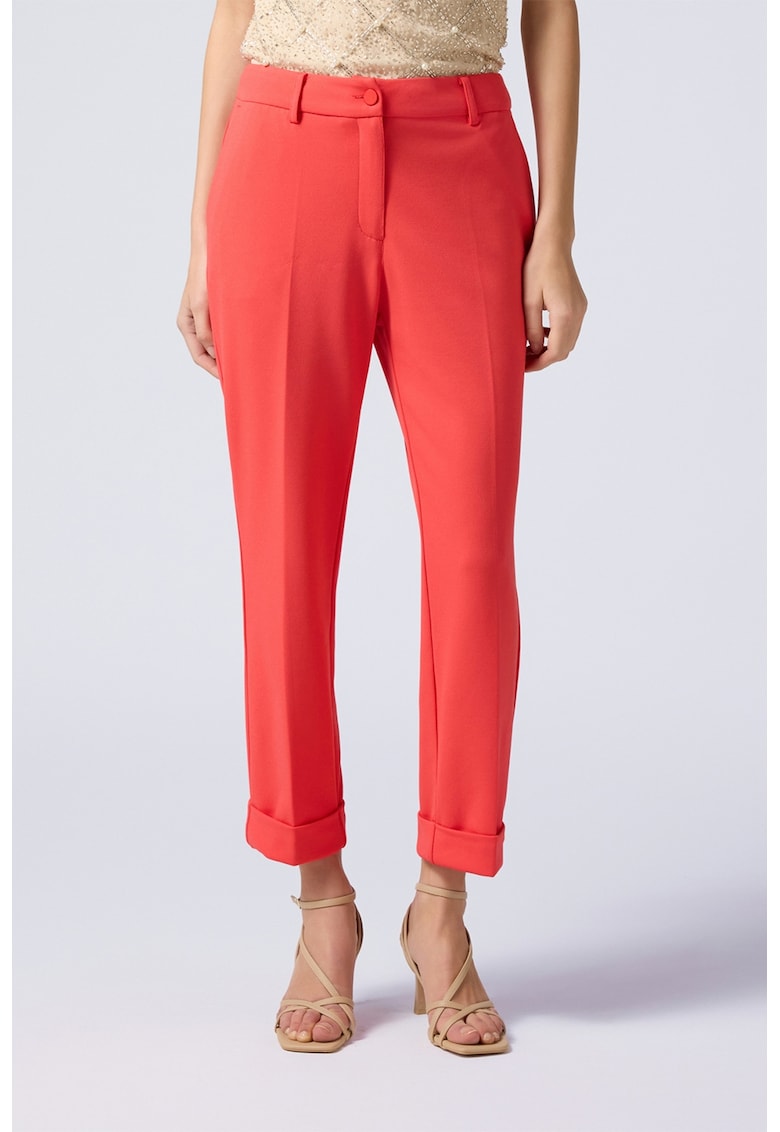 Pantaloni crop cu croiala conica