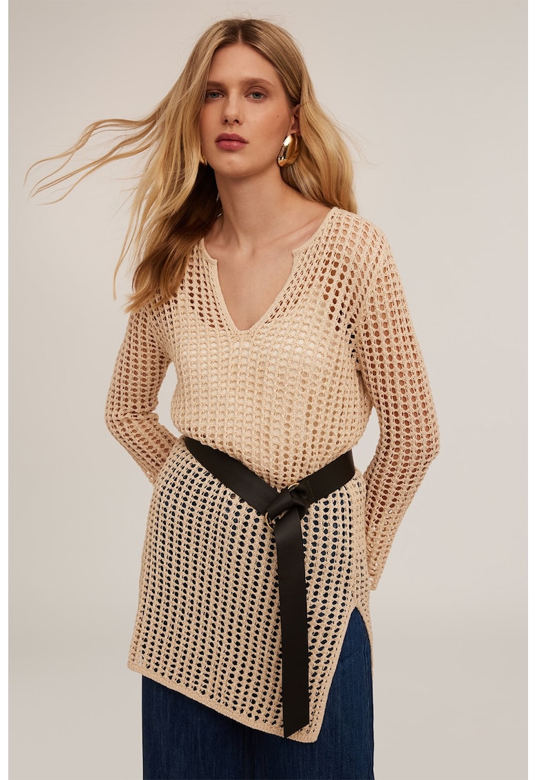 Pulover lejer cu decolteu in V - fara inchidere