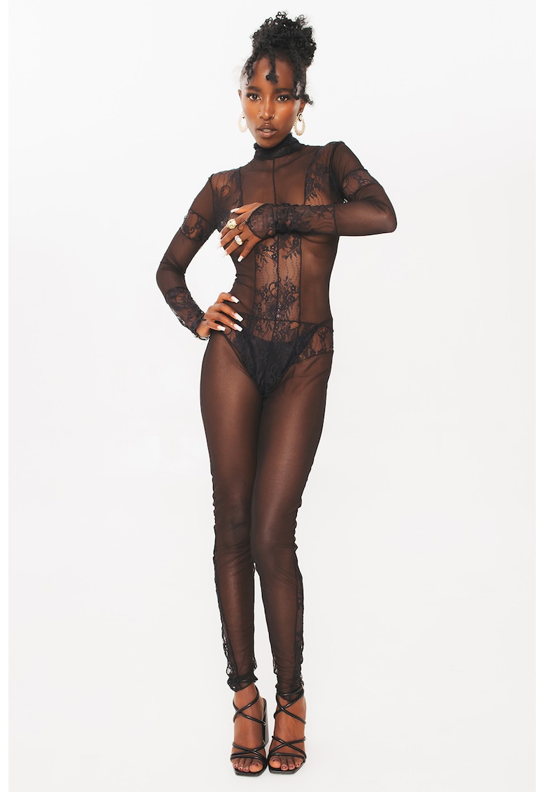 Salopeta semitransparenta cu garnituri din dantela