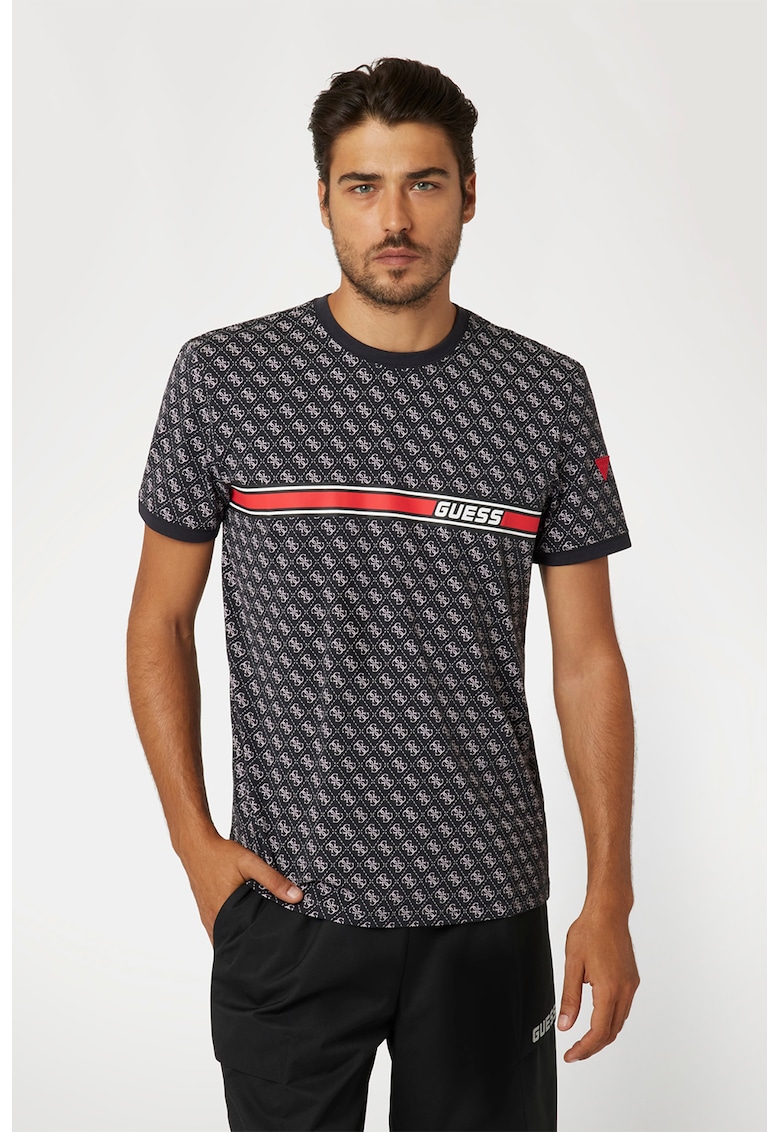 Tricou cu imprimeu logo - pentru fitness - Rosu/Alb fildes/Albastru ultramarin