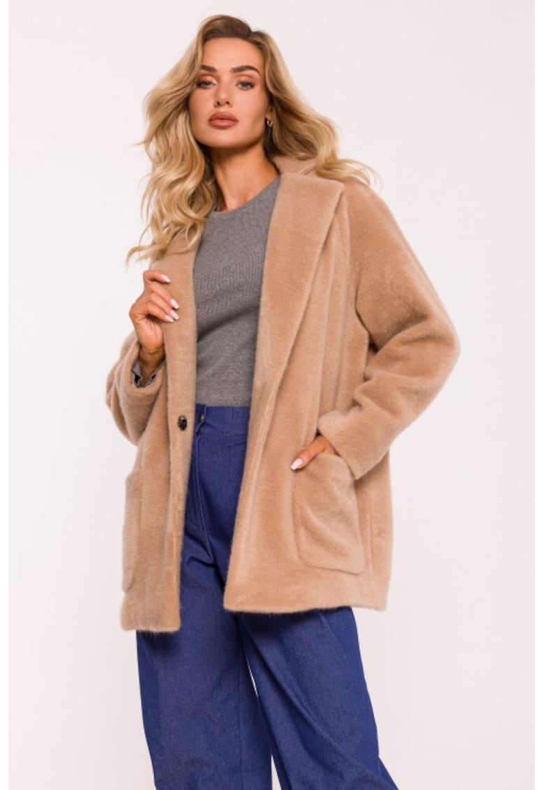 Palton scurt oversize cu capse -