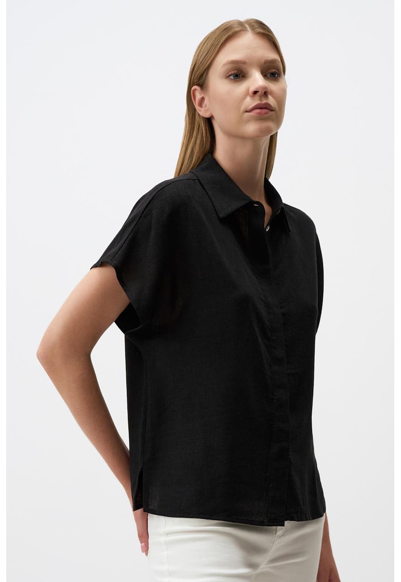 Camasa din amestec de in cu maneci scurte