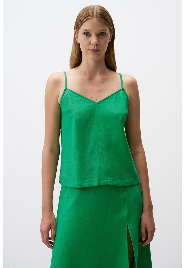 Top uni din amestec de in cu bretele inguste