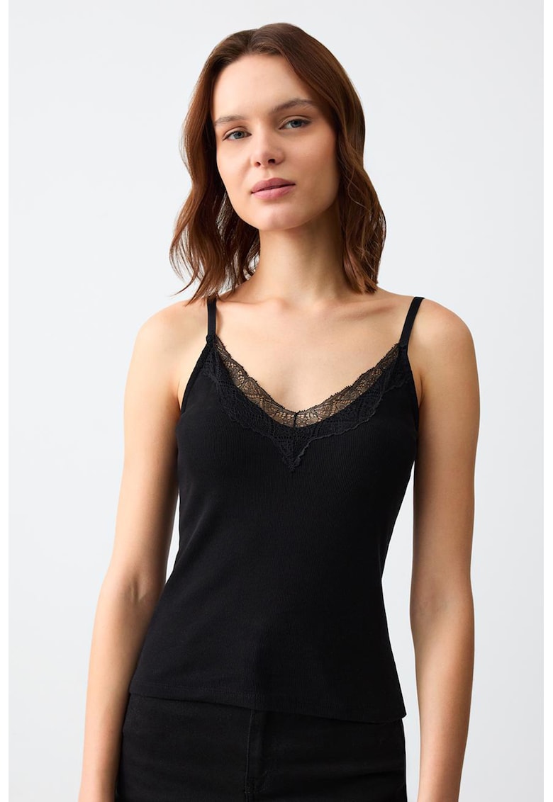 Top din amestec de bumbac cu bretele ajustabile