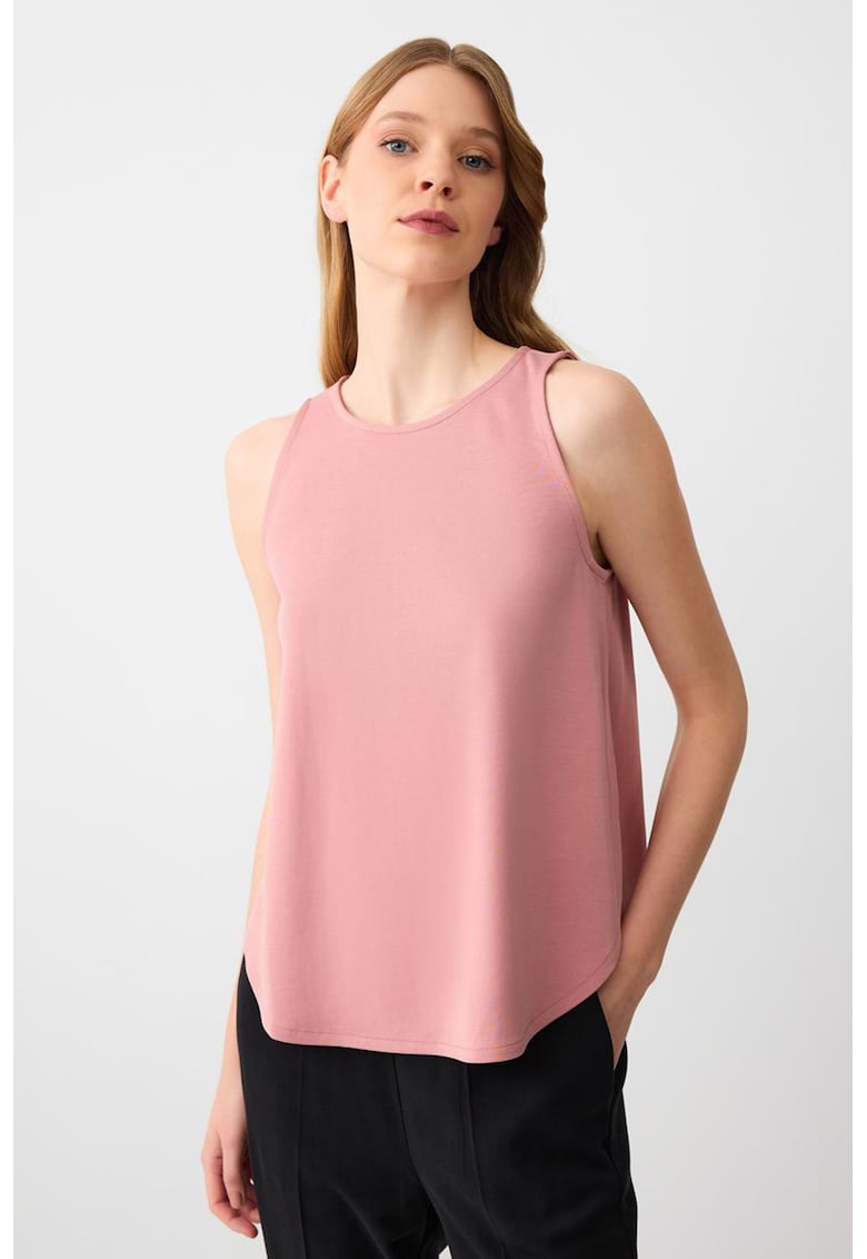 Top din amestec de modal cu decolteu rotund