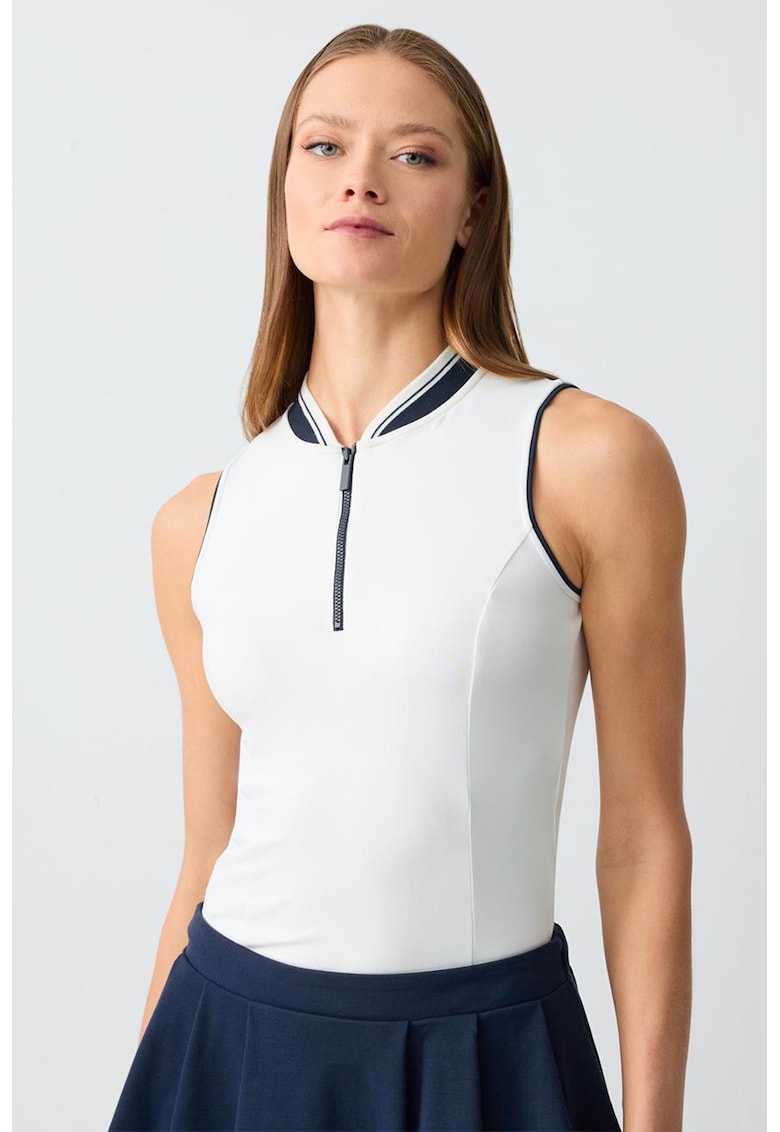Top elastic cu fenta cu fermoar - Albastru royal/Alb optic