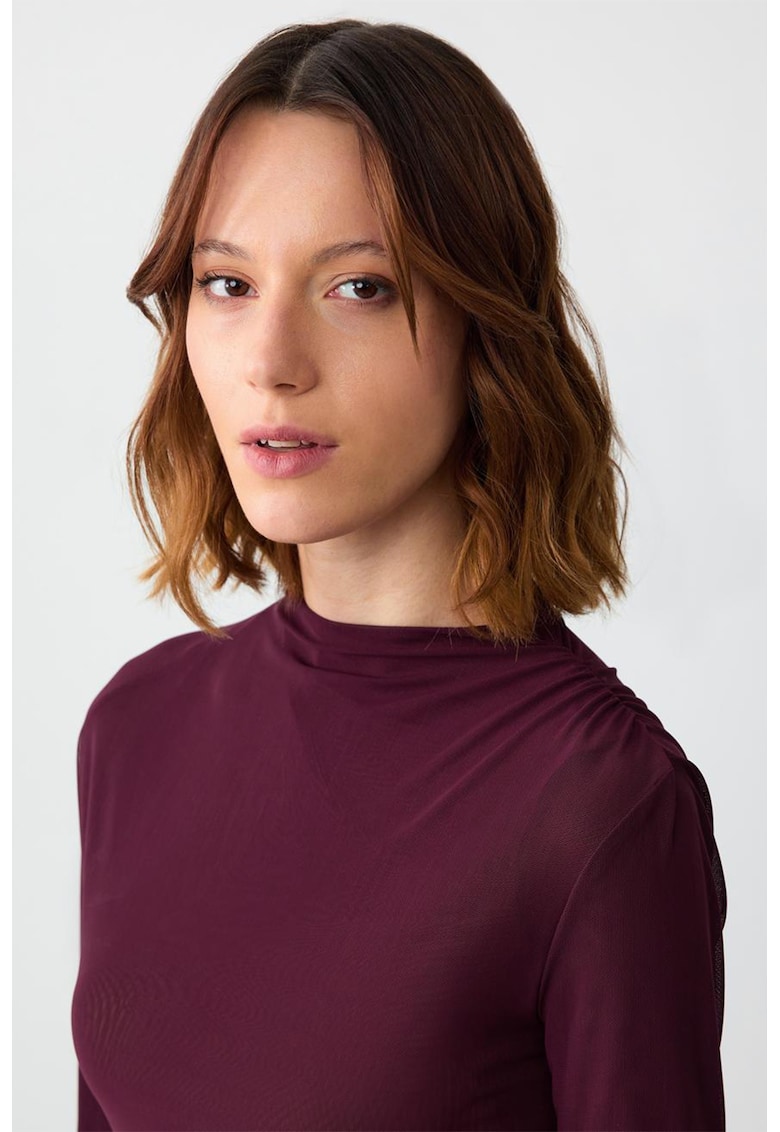Bluza elastica cu decolteu la baza gatului - Violet tyrian