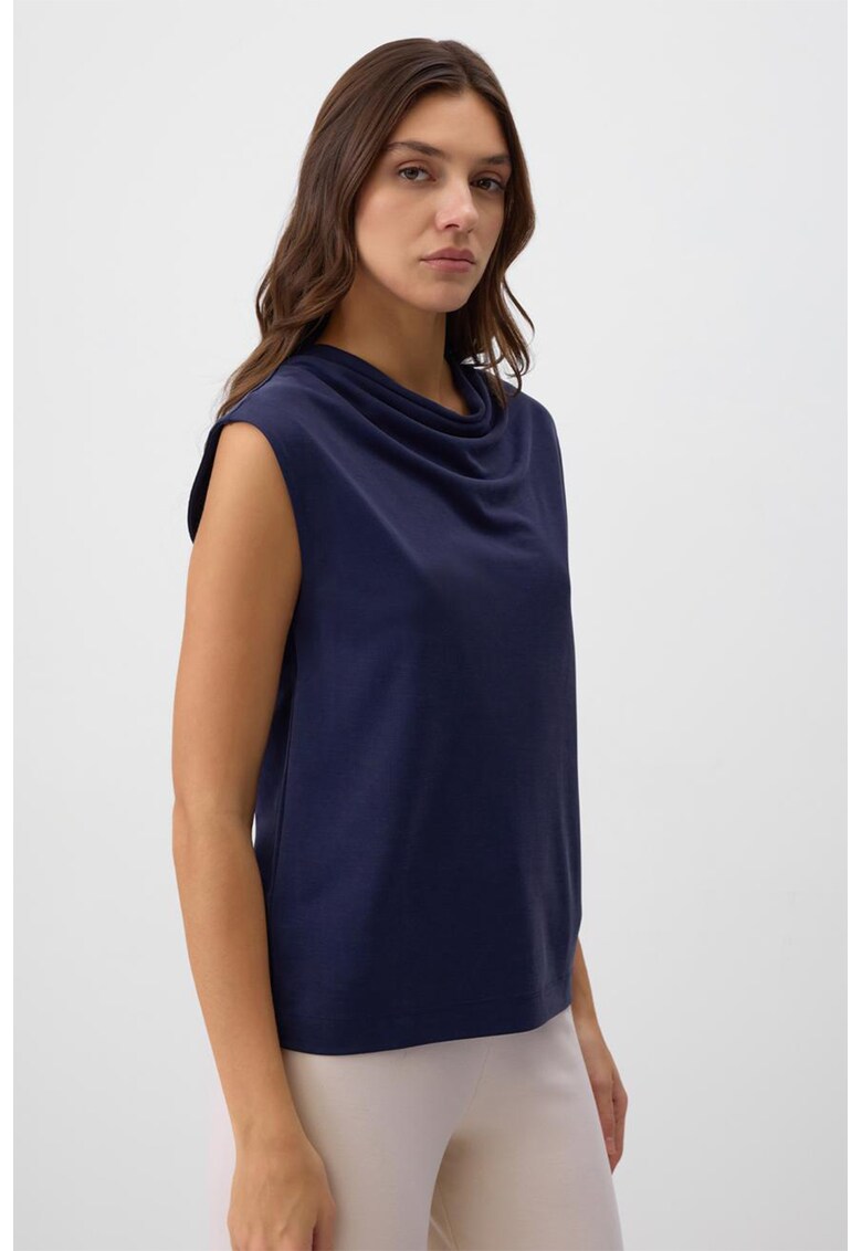 Bluza cu decolteu amplu - Albastru inchis