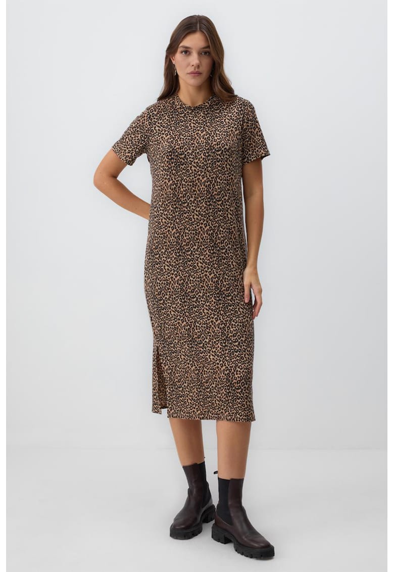 Rochie-tricou midi cu decolteu la baza gatului