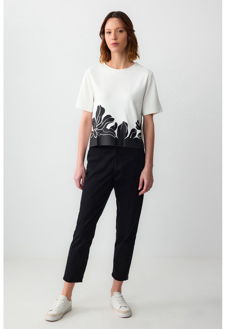 Pantaloni crop cu talie inalta - Negru