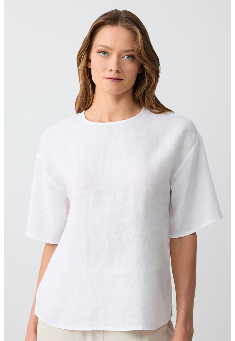 Tricou de in cu maneci lejere - Alb