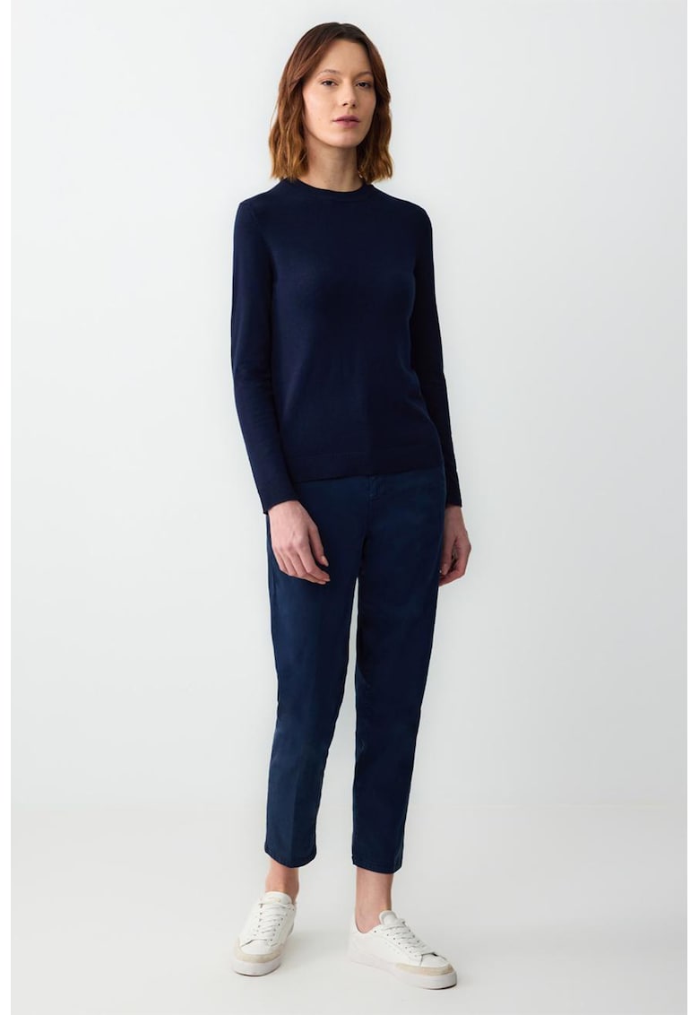 Pantaloni conici cu talie inalta - Bleumarin