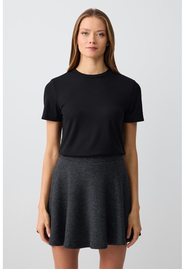 Fusta relaxed fit cu croiala pe bie - Gri antracit