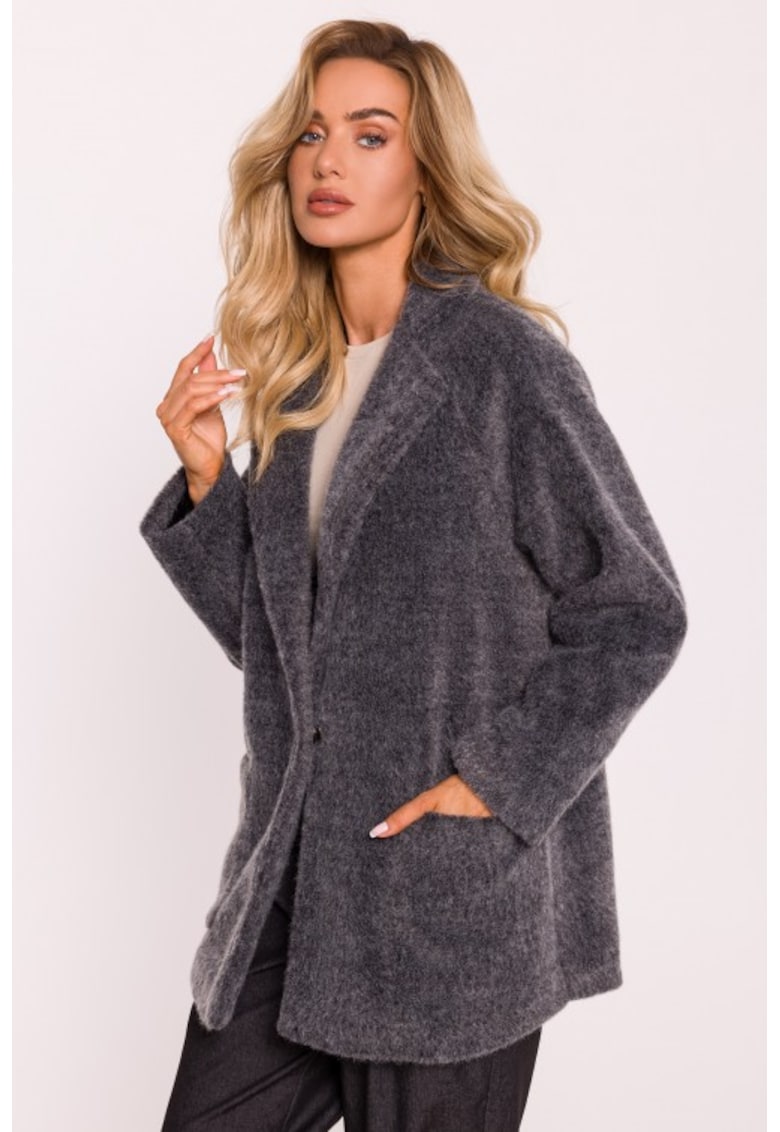 Palton scurt oversize cu capse -