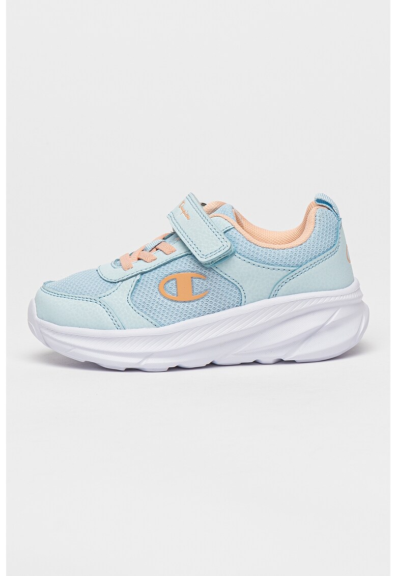 Pantofi sport cu inchidere velcro si garnituri din plasa si material sintetic