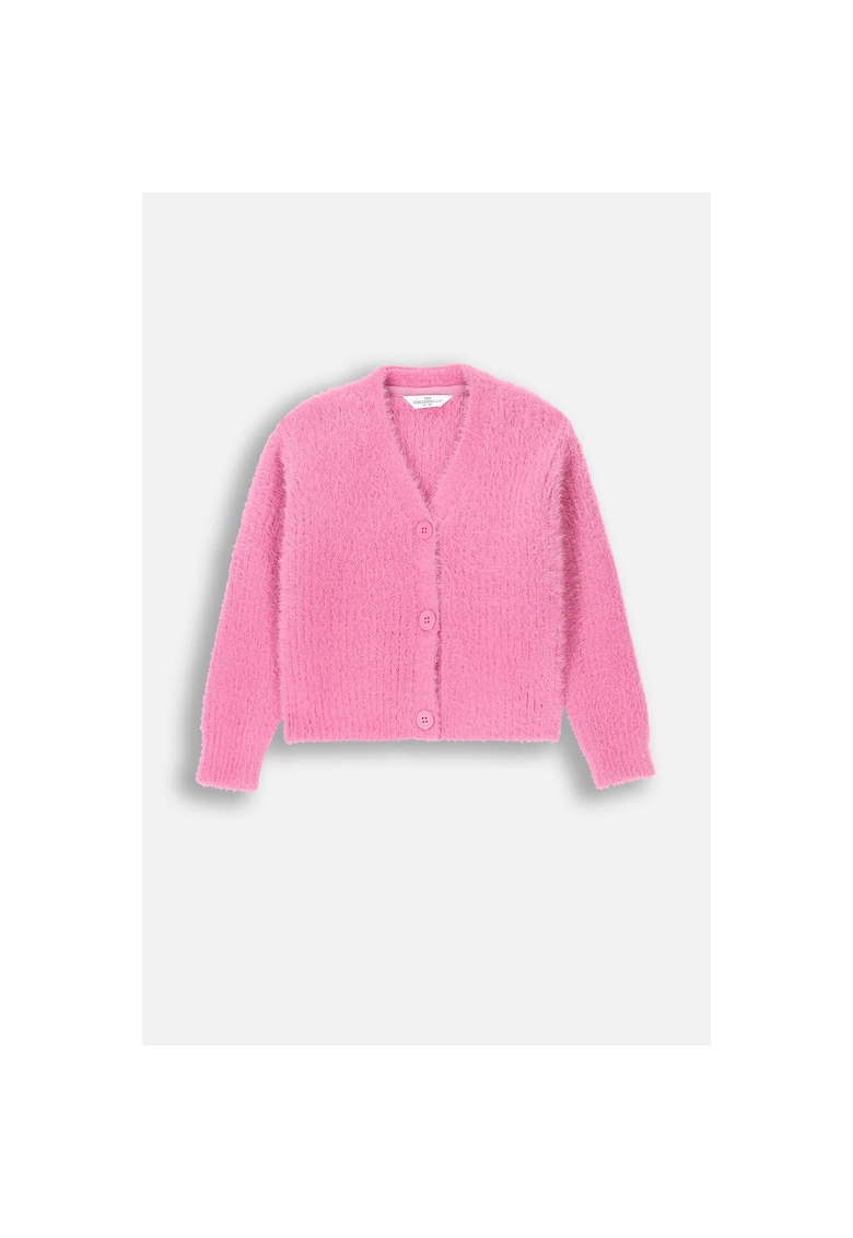 Cardigan roz - pentru fete - cu nasturi - decorati in V - Cardigan roz - pentru fete - cu nasturi - decorati in V -