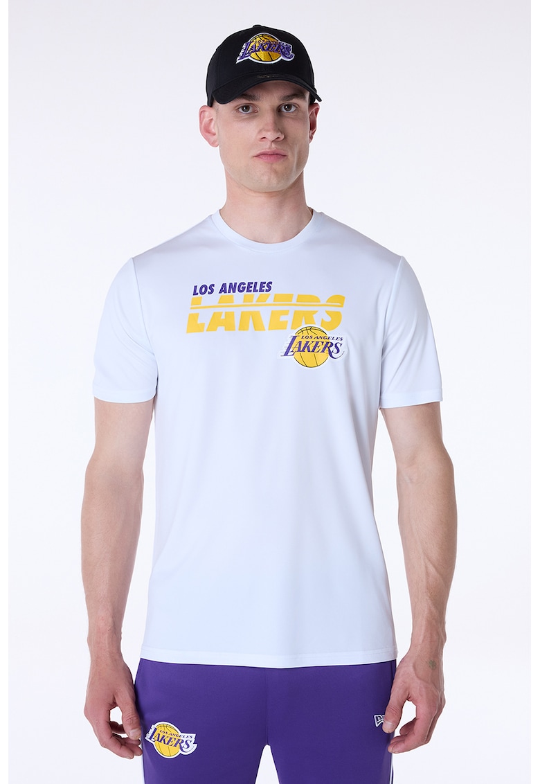 Tricou cu imprimeu logo si decolteu la baza gatului