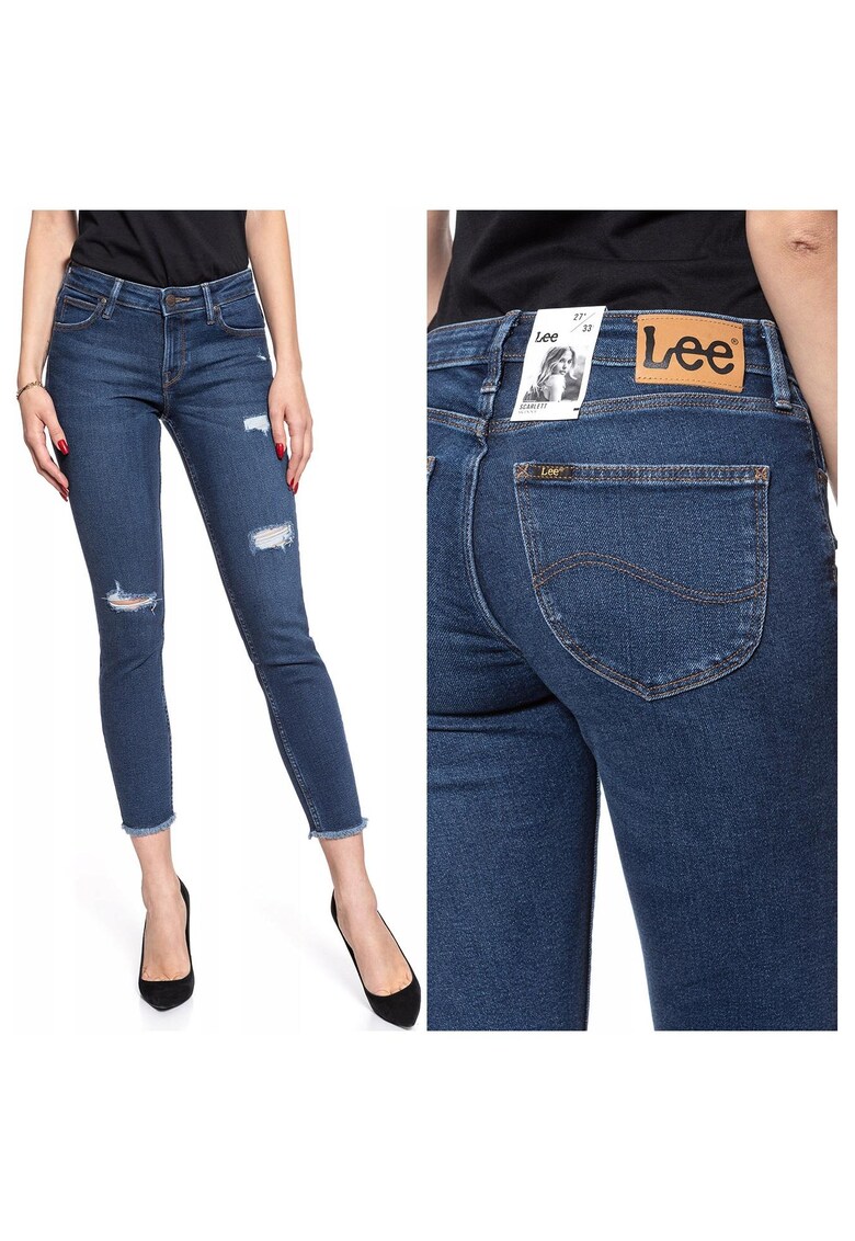 Blugi Dama - Scarlett - W26 L33 - 100% Bumbac - Fermoar - Lungi - 5 Buzunare - High-Quality - Albastru