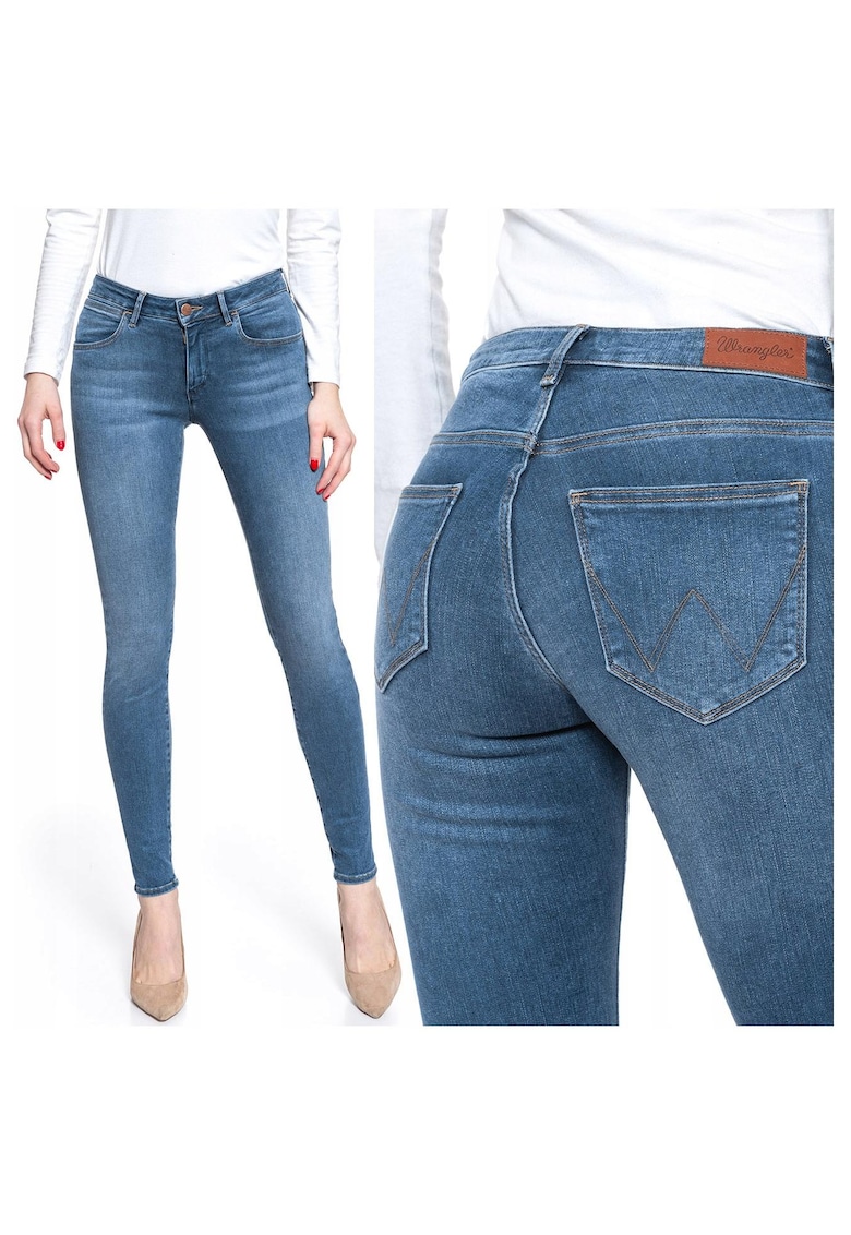 Blugi Dama - Skinny W24 L32 - Bumbac - Zipper - Lung - 5 Buzunare 2 Mari 2 Medii Exterioare1 Mic Interior - Talie Medie - Albastru