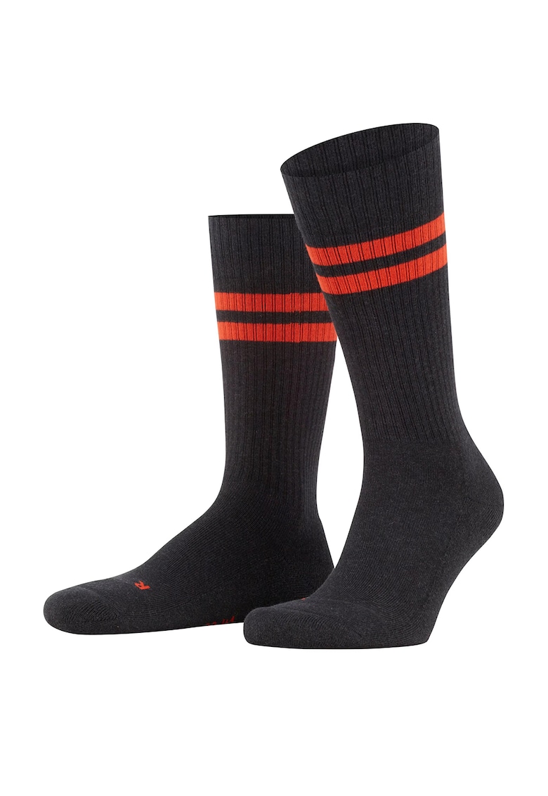 Sosete lungi cu striatii - Negru stins/Portocaliu stins