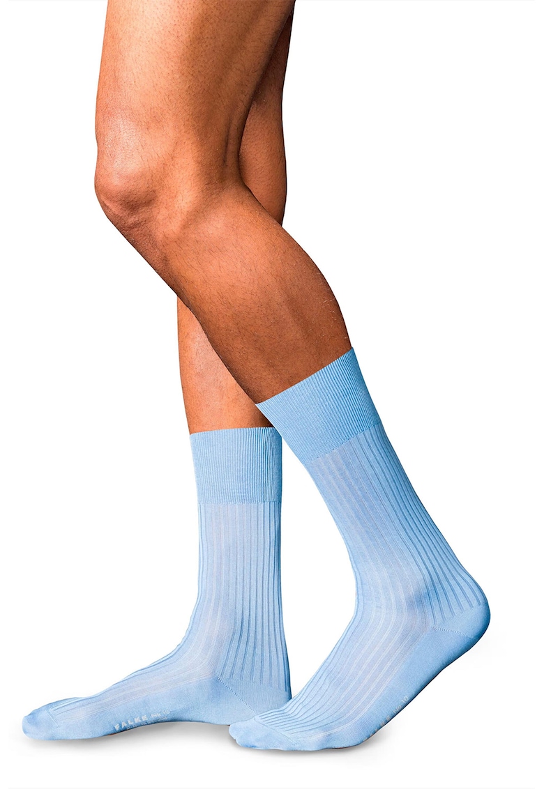 Sosete lungi din amestec de bumbac egiptean No. 10 Fine Structure - Albastru pastel
