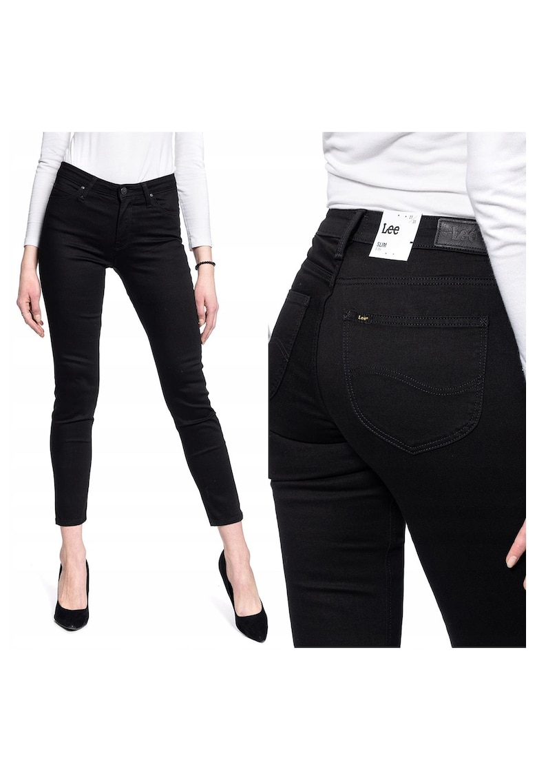 Blugi Dama -  Elly - W28 L31 US - Bumbac - Zipper - Lung - 5 Buzunare 2 Mari 2 Medii Externe 1 Mic Intern - Talie Medie - Negru