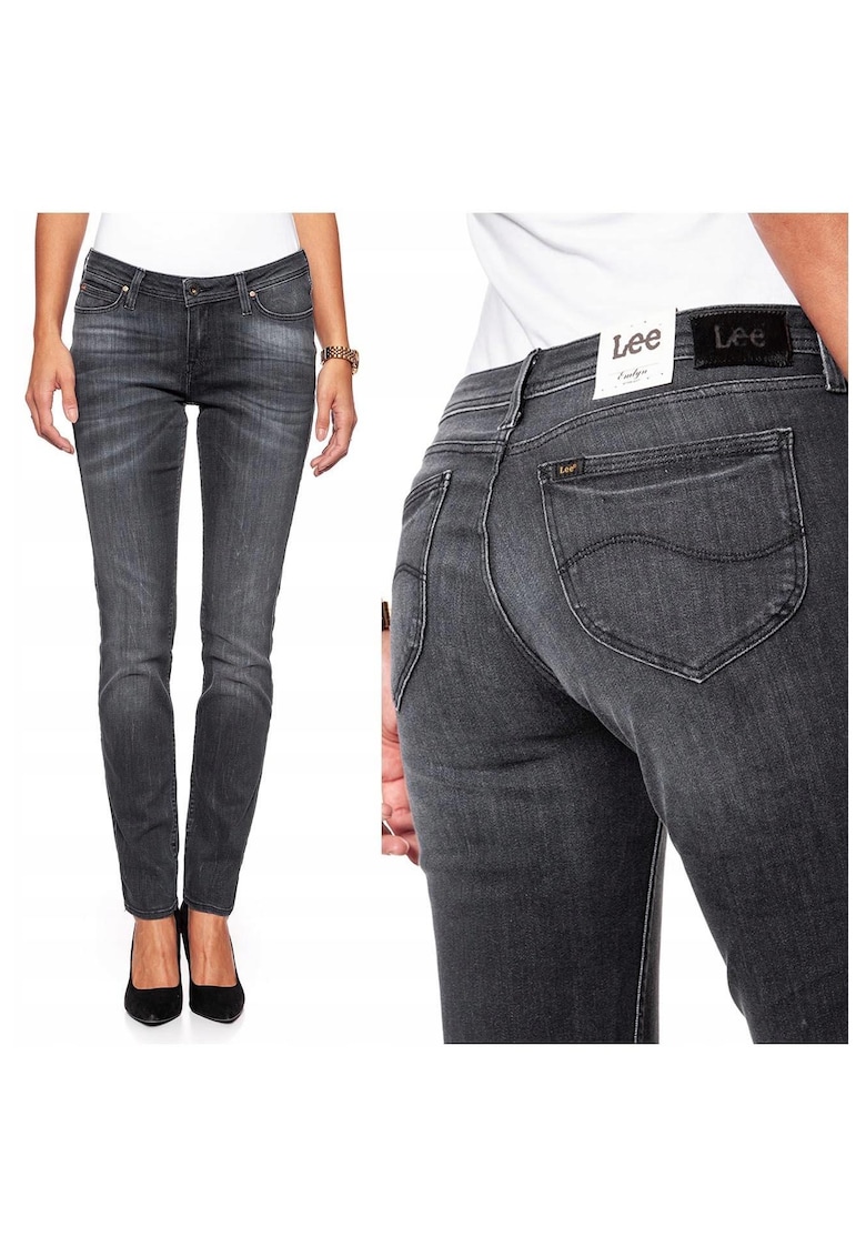Blugi Dama - Emilyn - W28-L33 - Bumbac - Fermoar - Lungi - Talie Medie - 5 Bunzuare - High-Quality - Gri