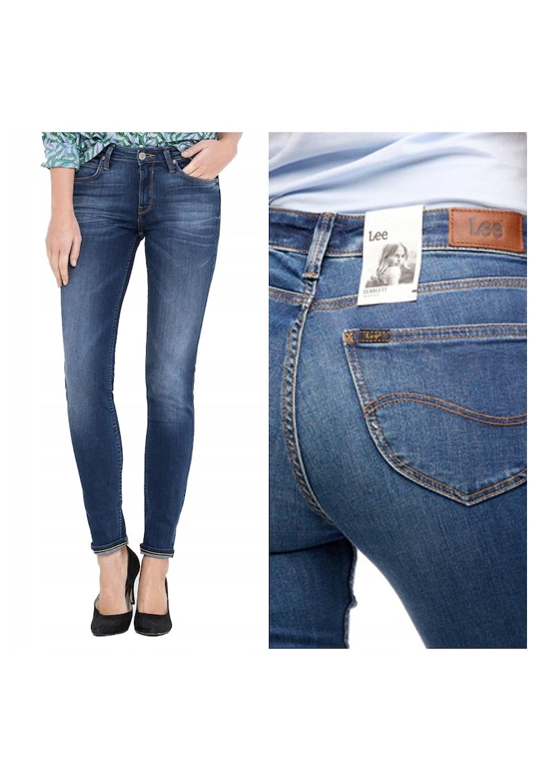 Blugi Dama - Scarlett - W25 L33 - Bumbac - Fermoar - Lungi - Talie Medie - 5 Bunzuare - High-Quality - Albastru