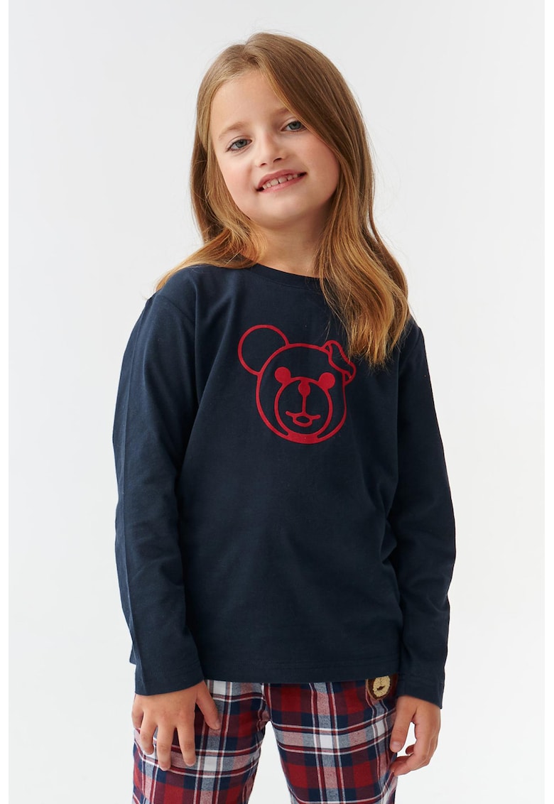 Pijama cu pantaloni lungi din bumbac cu model in carouri