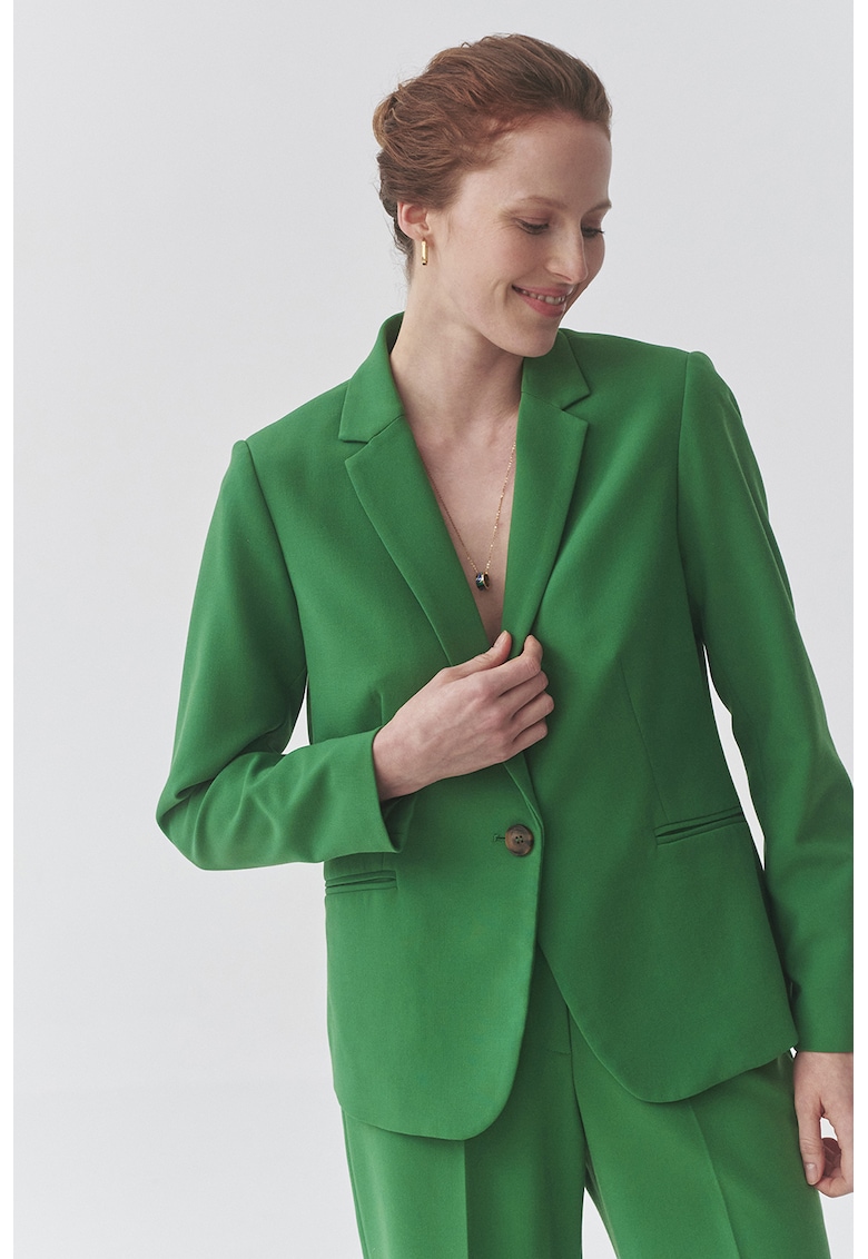 Sacou cu revere decupate si buzunare cu refilet - Verde