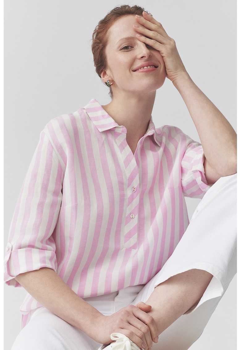 Bluza din amestec de in cu model in dungi