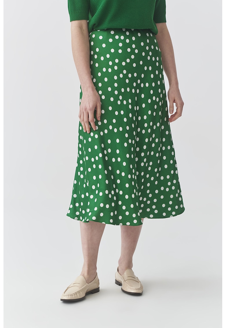 Fusta midi cu aspect de satin si model