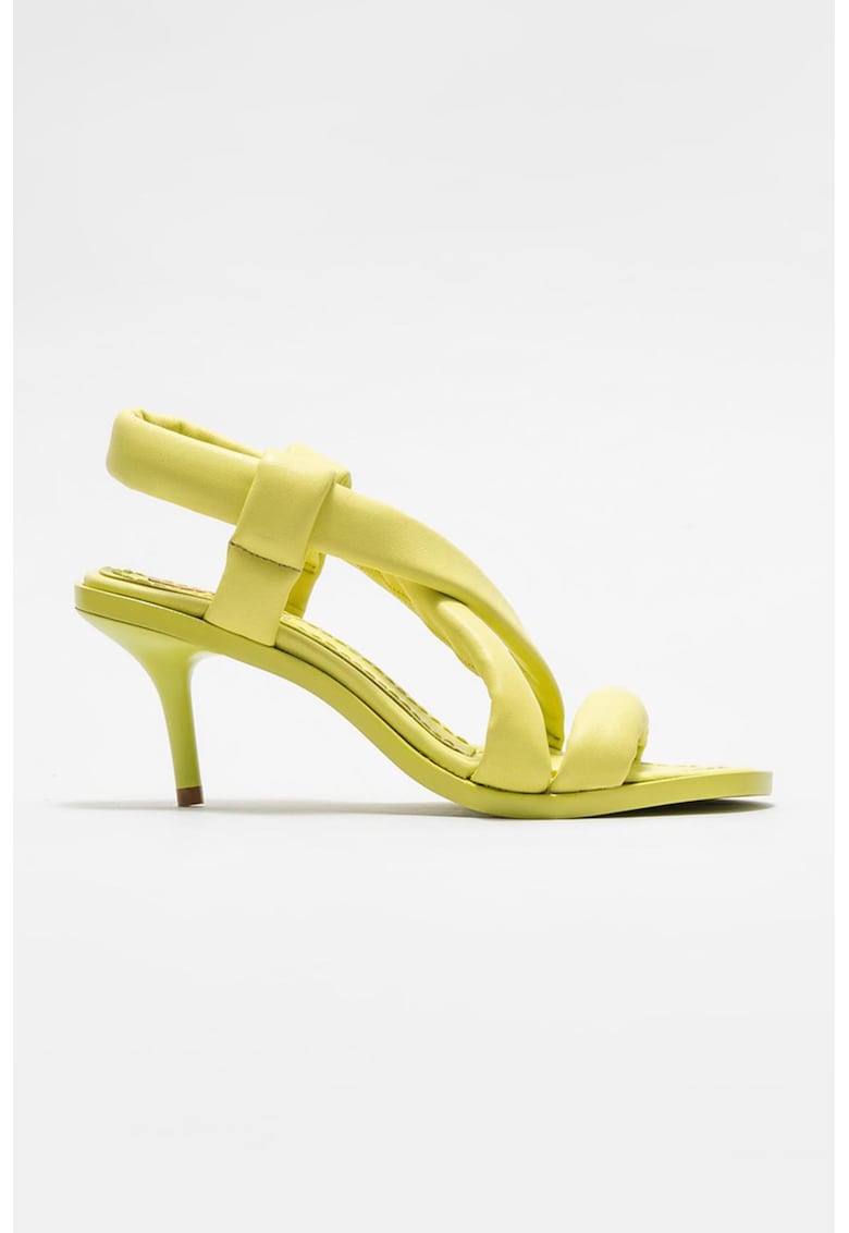 Sandale slingback de piele cu toc