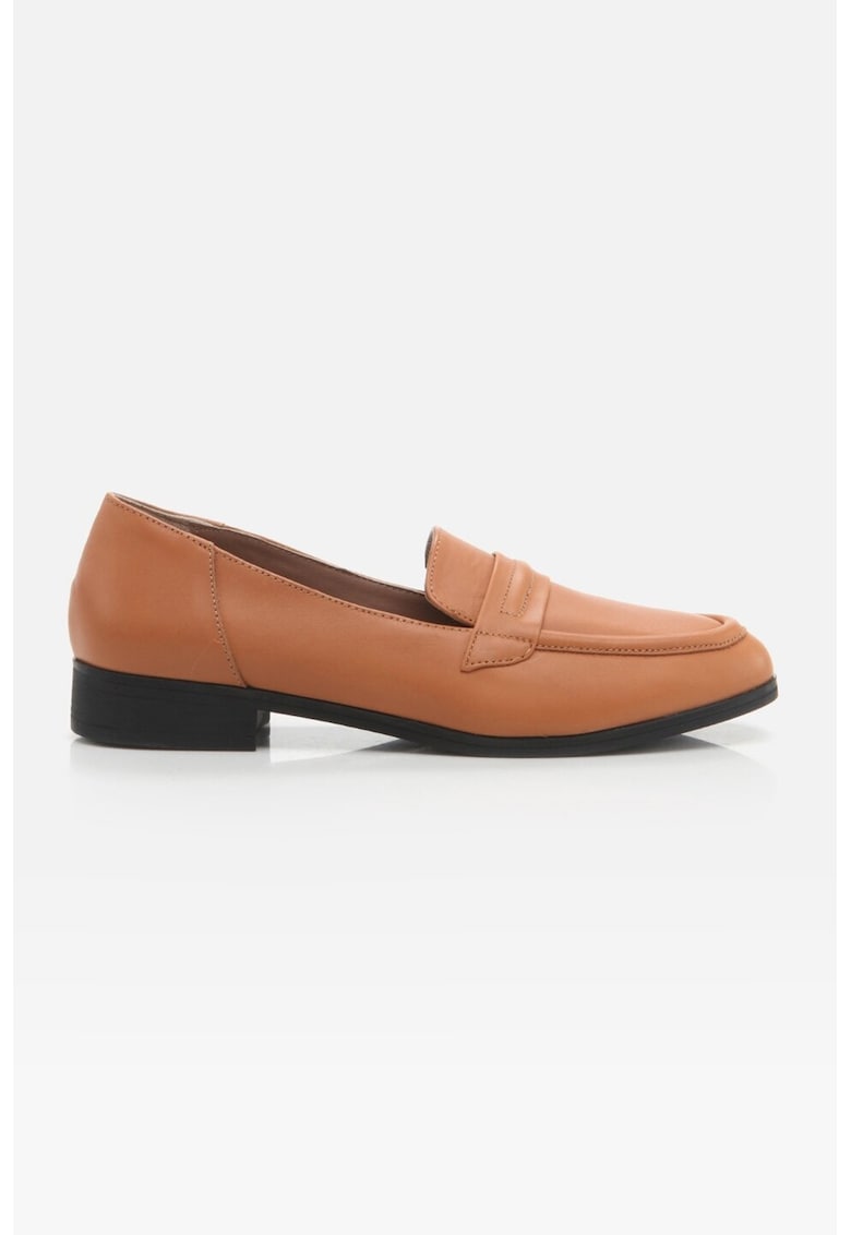 Pantofi loafer de piele cu toc masiv