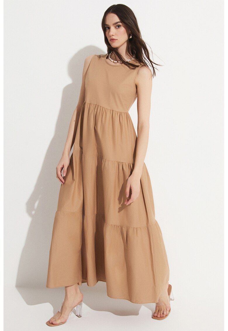 Rochie fara maneci cu model stratificat