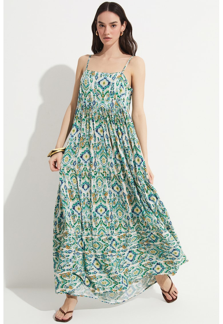 Rochie cu imprimeu floral si bretele inguste