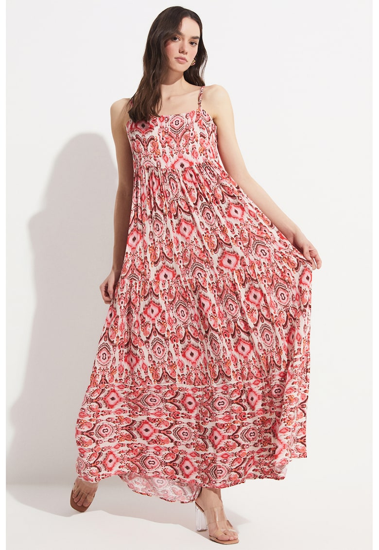 Rochie cu imprimeu floral si bretele inguste