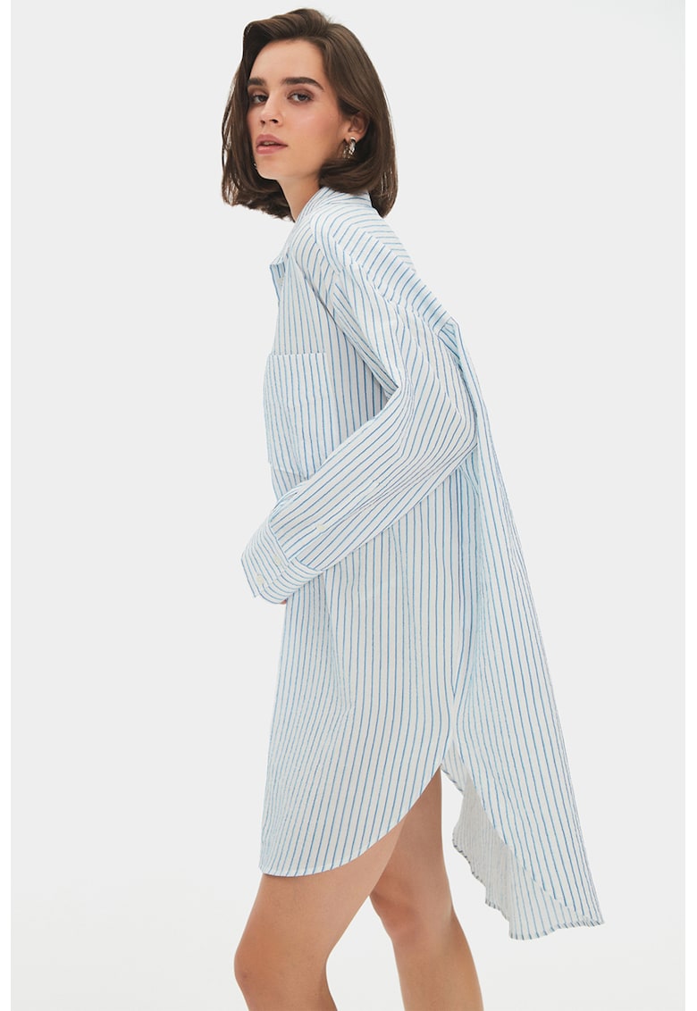 Rochie camasa asimetrica - Albastru glaciar