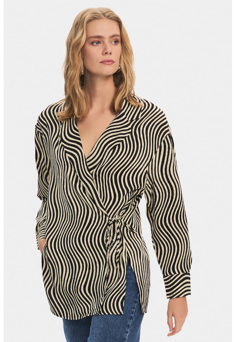Camasa petrecuta cu model - Negru/Maro taupe