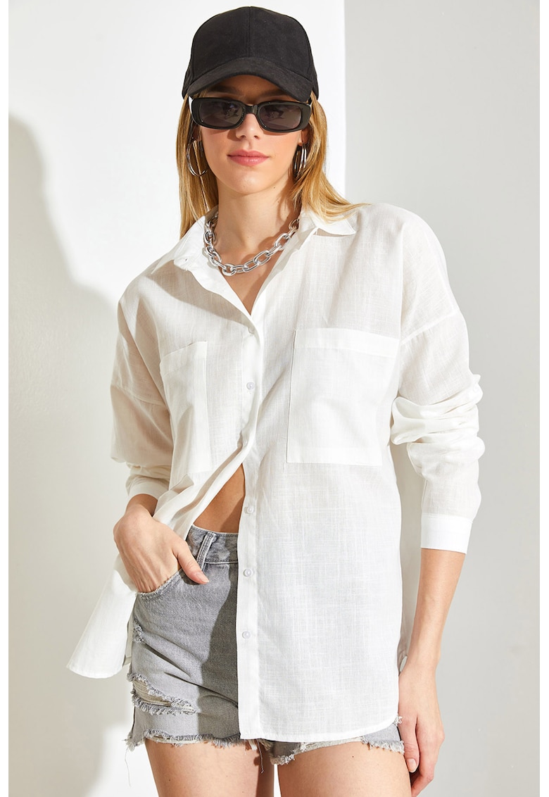 Camasa supradimensionata cu buzunar pe piept